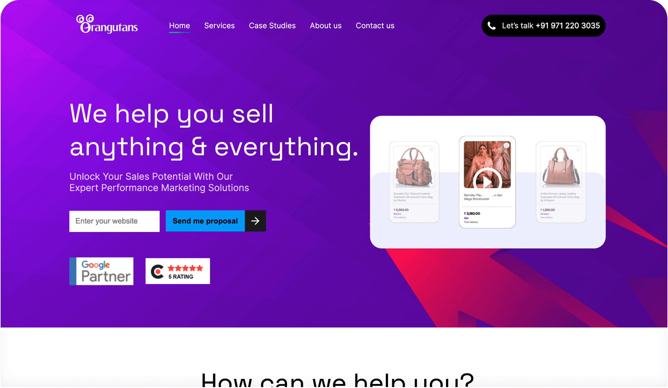 Orangutans: Website for Digital Marketing Agency  banner