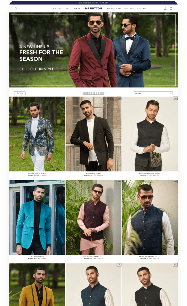 MrButton: E-commerce Clothing Store for Men designs