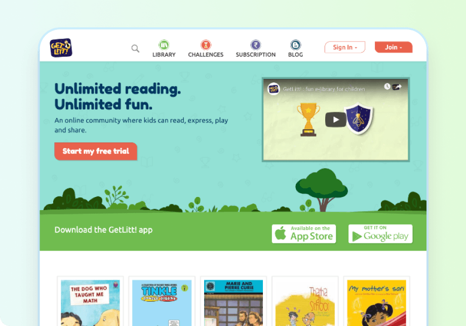 Getlitt: e-Book Reading App for Kids with Gamification!