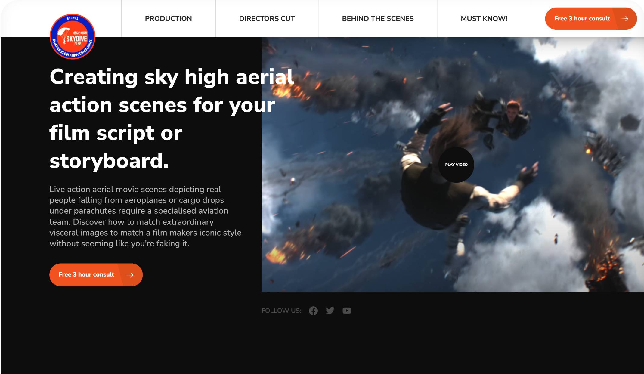 Ossiekhan:  Portfolio Website for Skydiving  Company banner