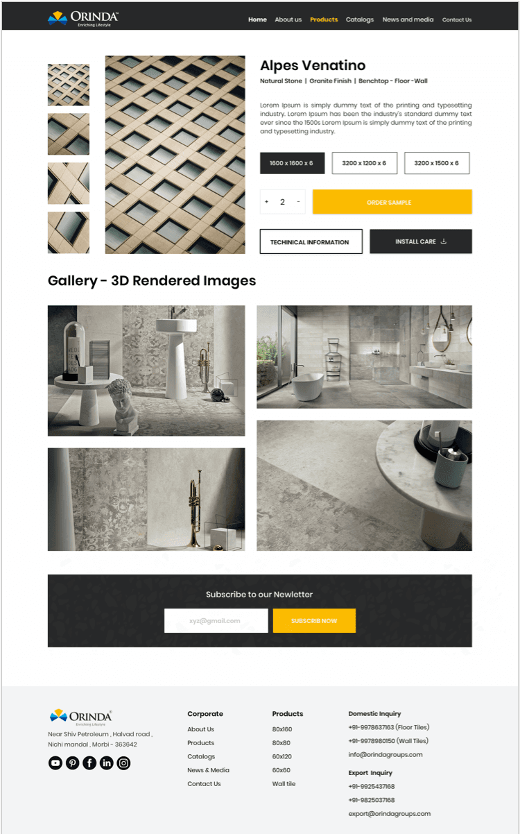 Corporate Website for  Tile Manufacturer designs