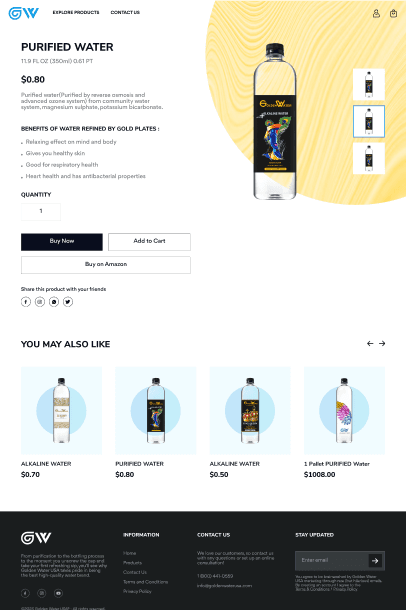 Goldenwater USA: E-commerce Website  Water Seller designs