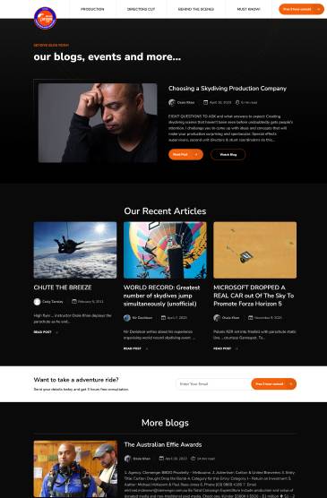 Ossiekhan:  Portfolio Website for Skydiving  Company designs