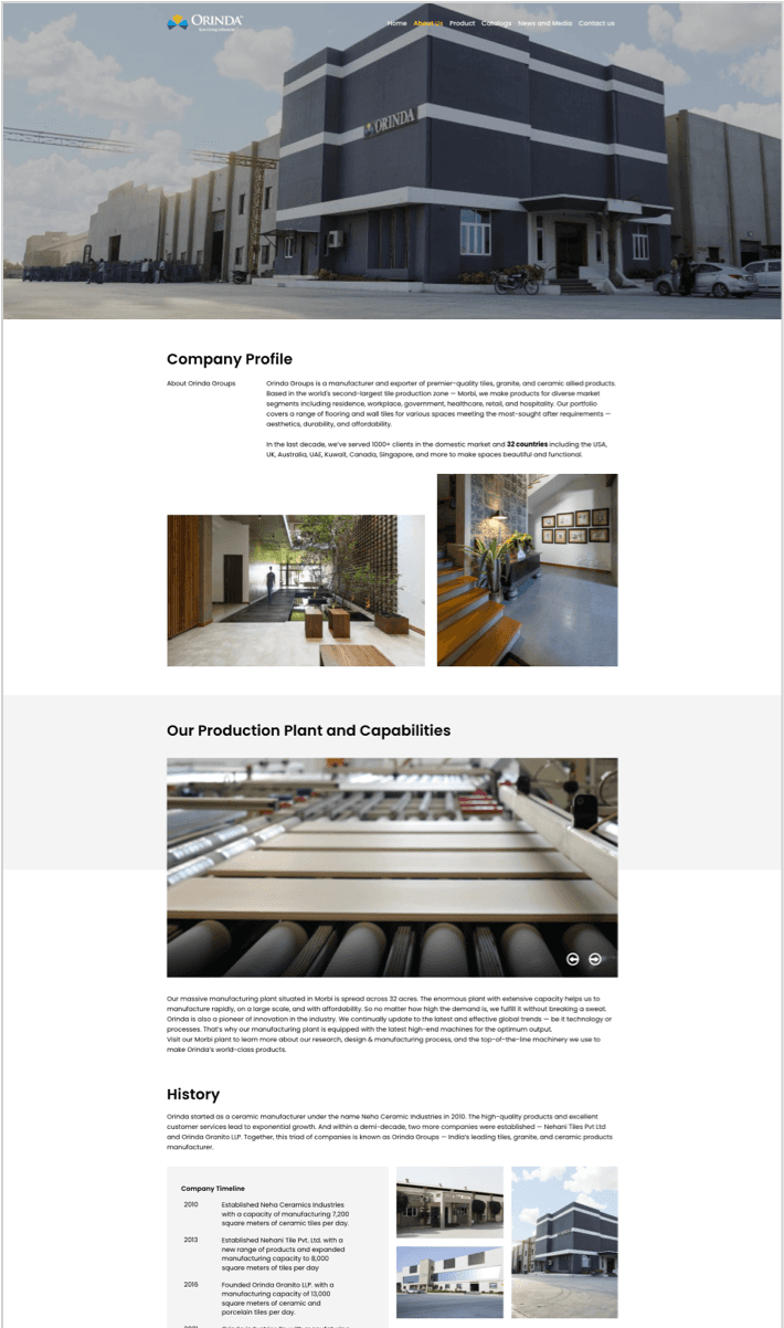 Corporate Website for  Tile Manufacturer designs