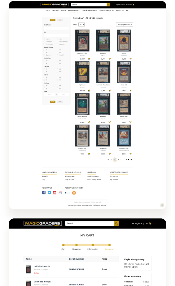 Magic Graders: Online marketplace for collectible cards designs